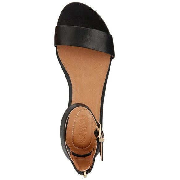 NWT Kenneth Cole Womens Great Viber Faux Leather Wedge Wedge Sandals Black 8M - Picture 3 of 12